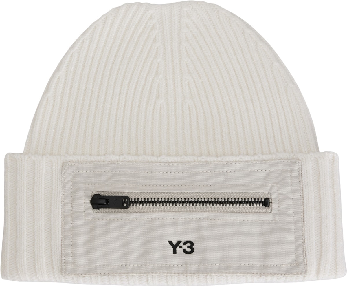 Y-3: Neutrals Patch Beanie - 1