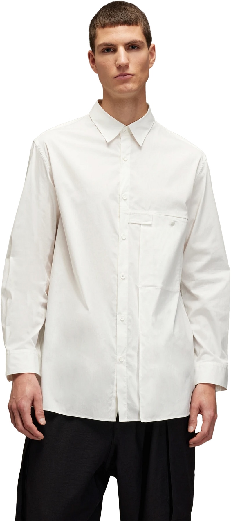 Y-3: Blanc Chemise à poche plissée Blanc - 2