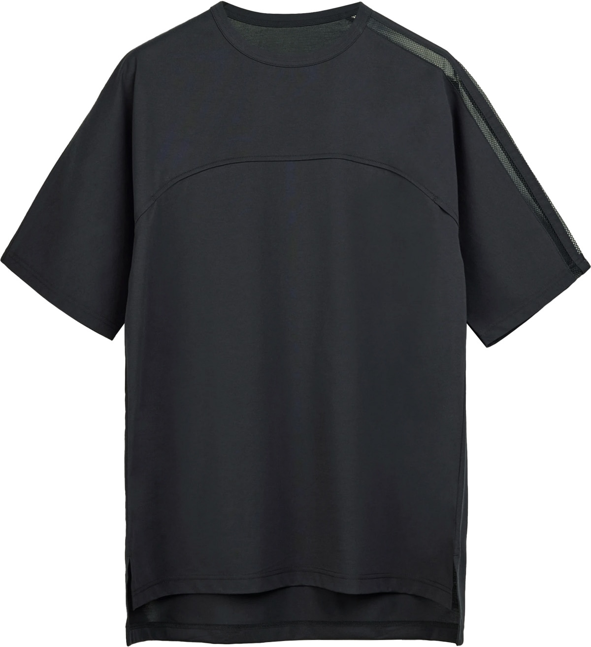 Y-3: Black Mesh 3-Stripes Short Sleeve T-Shirt - 1