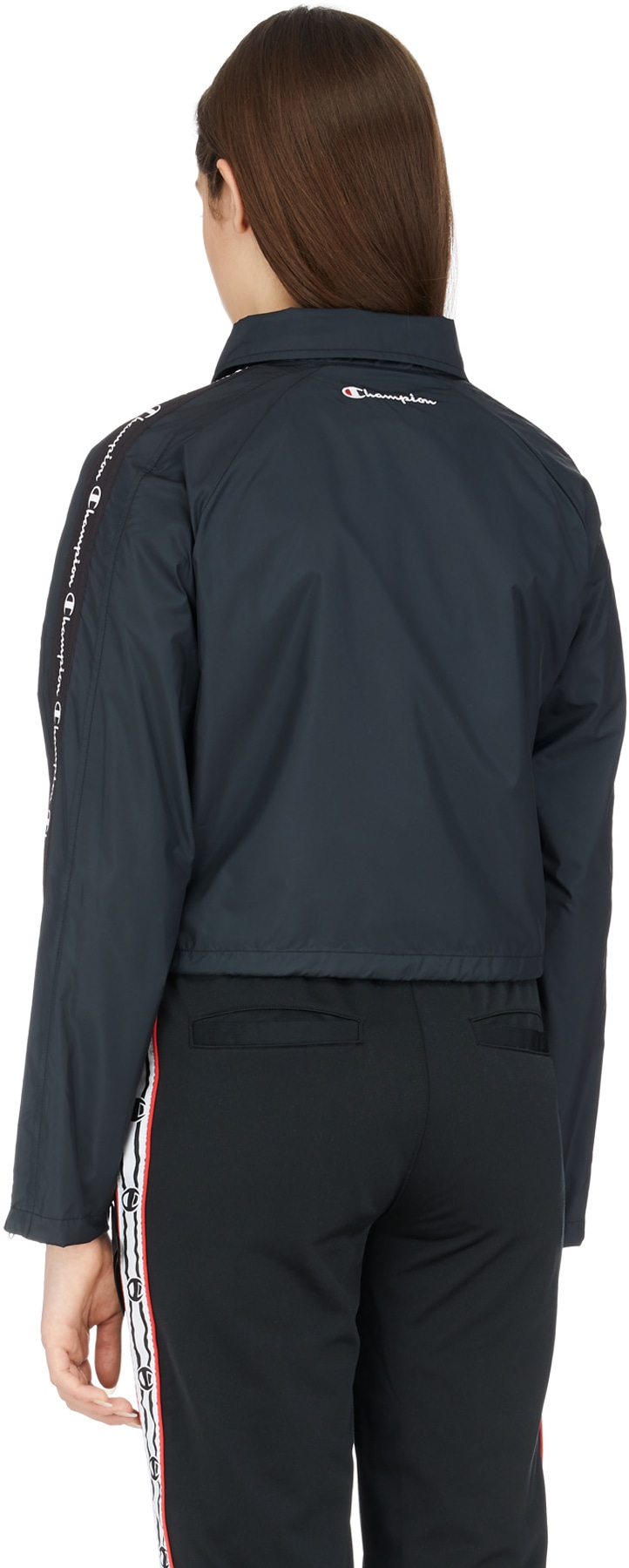 Champion: Black Cropped Coaches Jacket - 3