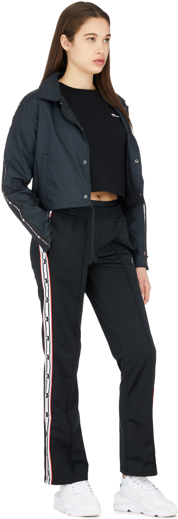 Champion: Black Cropped Coaches Jacket - 4