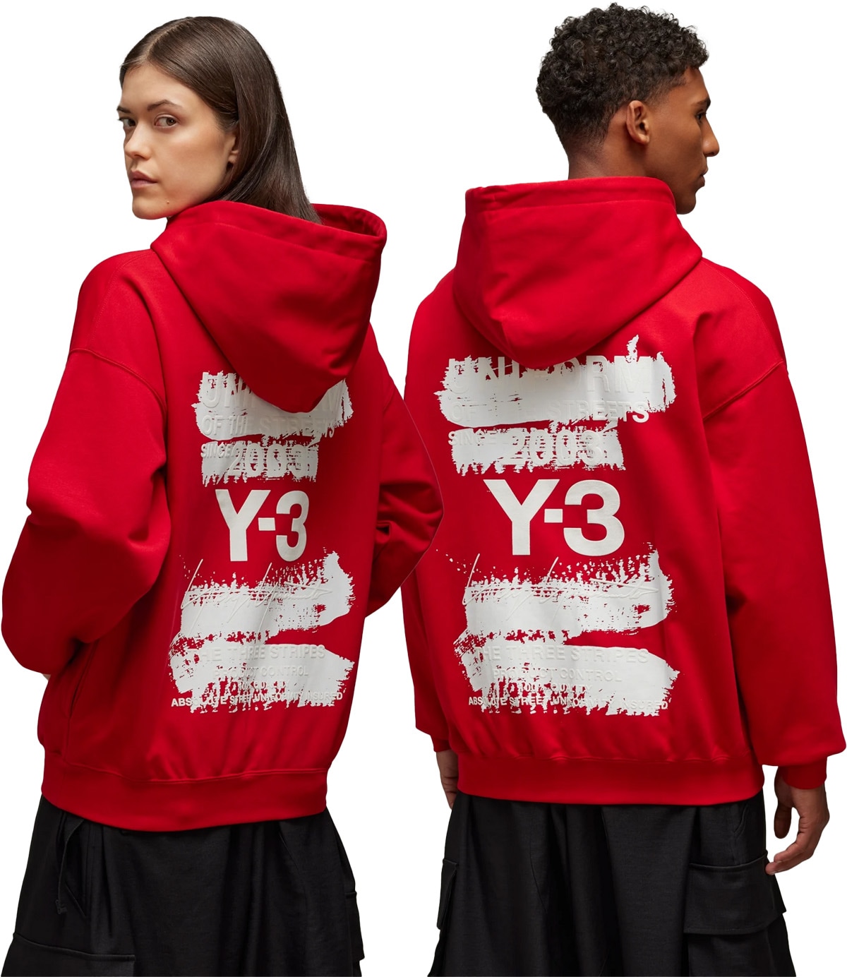 Y-3: Rouge Sweat à capuche graphique Rouge - 3