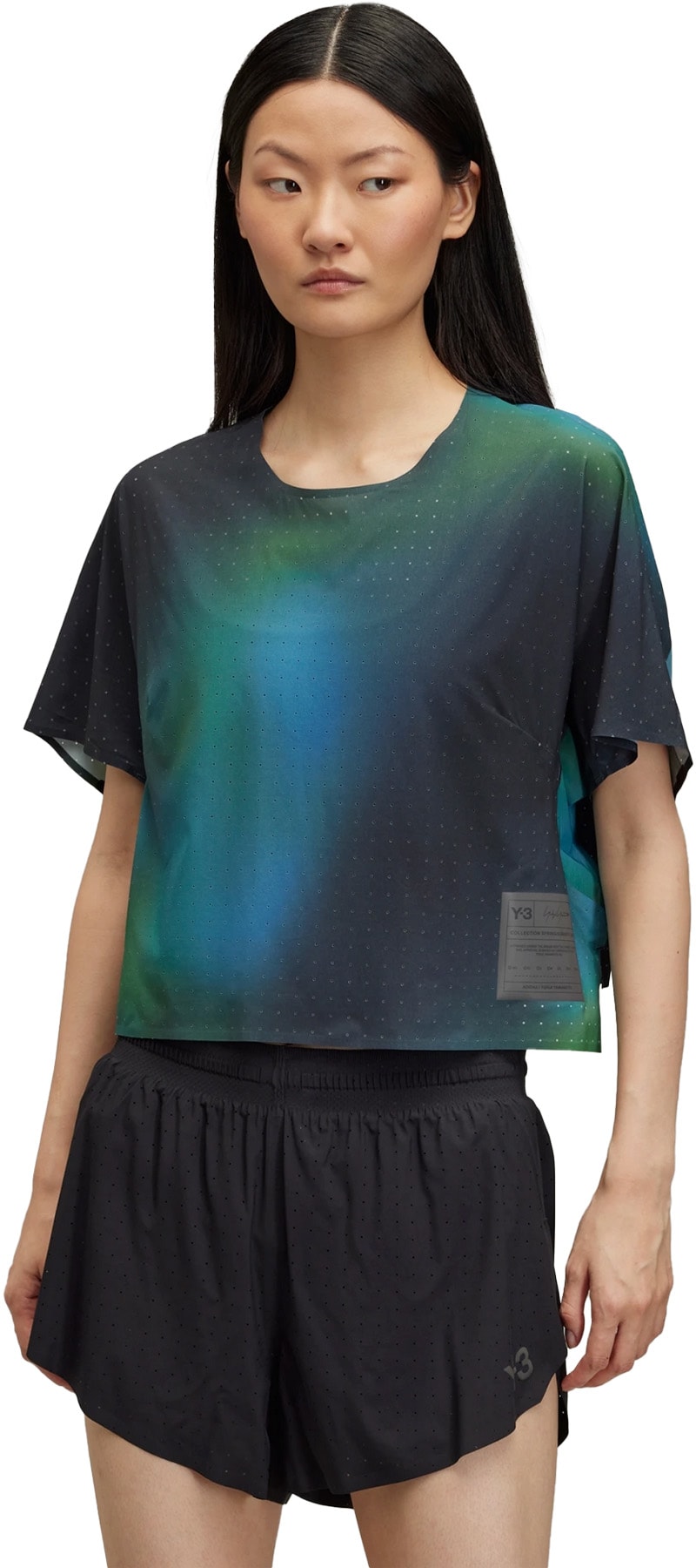Y-3: Multicolores T-shirt à manches courtes pour la course à pied AOP Multicolores - 2
