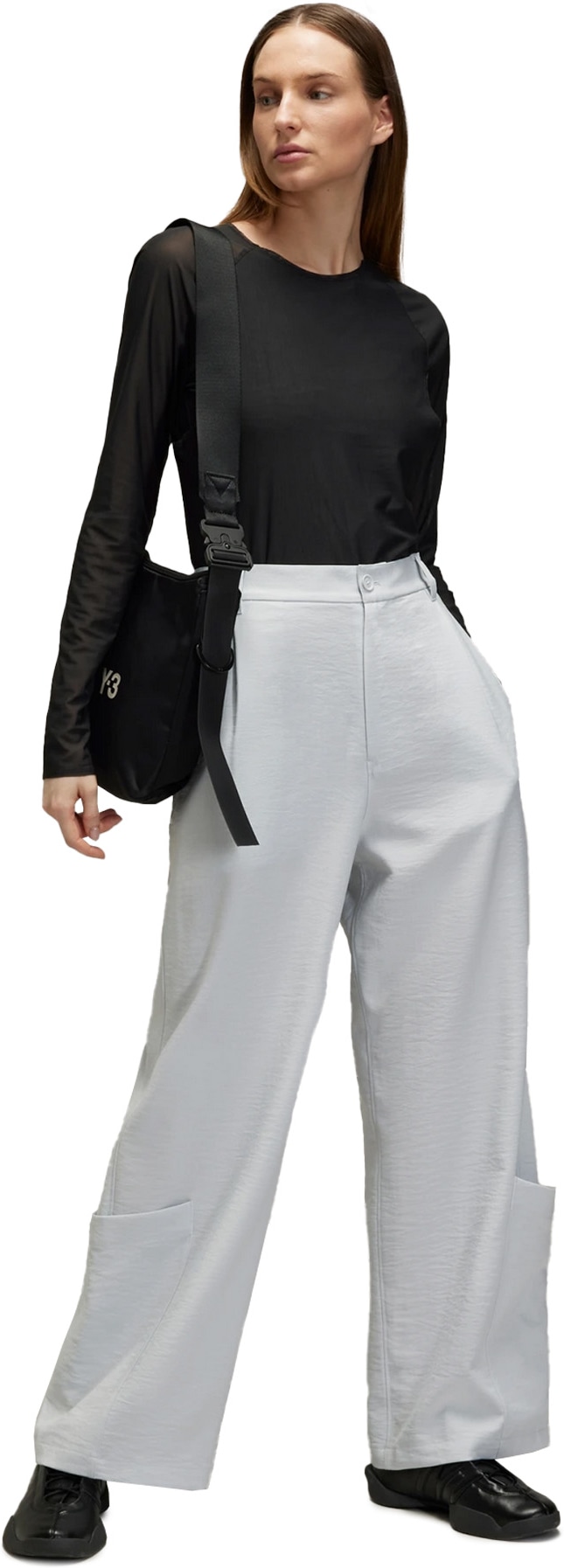 Y-3: Gris Pantalon d'uniforme de sport à jambe large Gris - 2