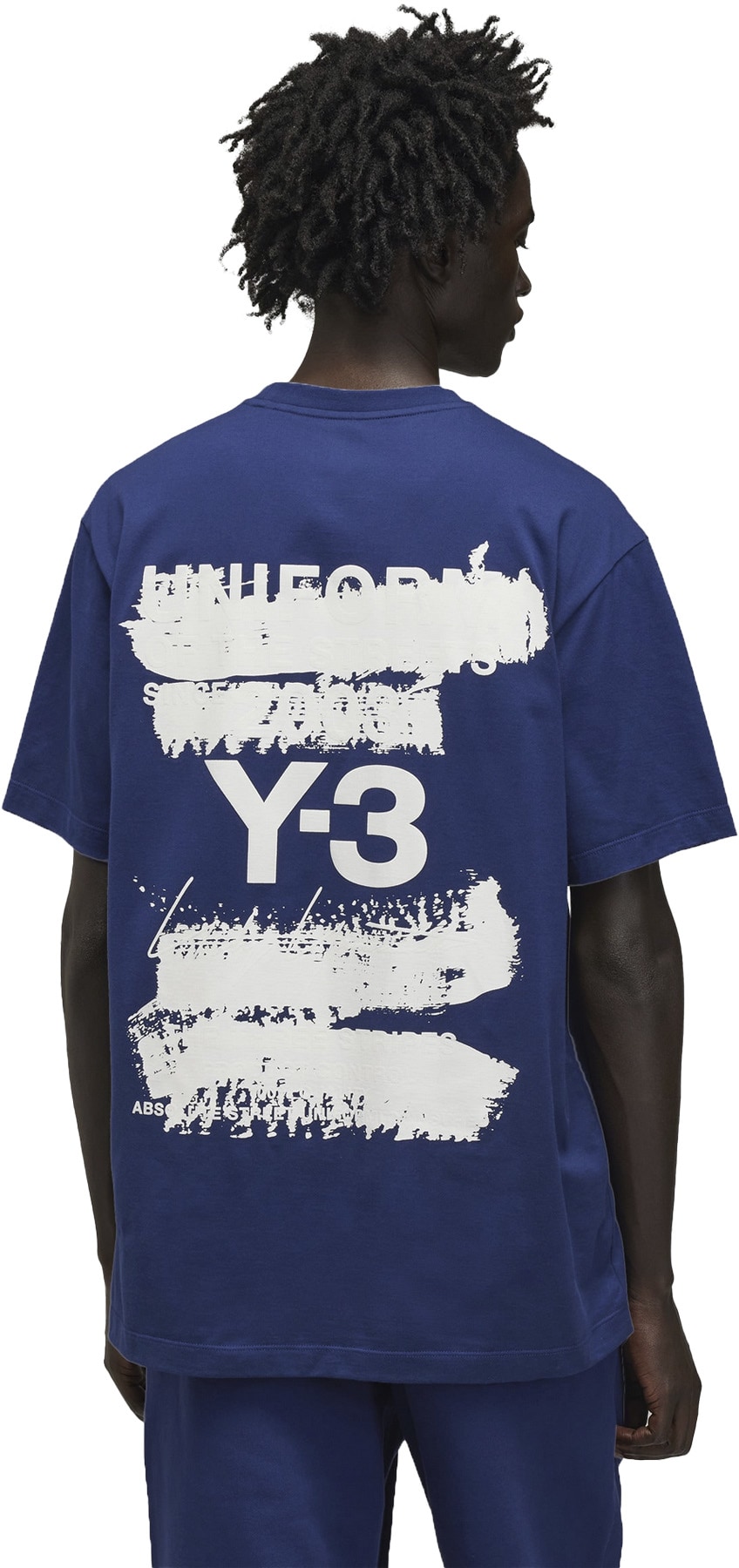Y-3: Bleu T-Shirt graphique à manches courtes Bleu - 3