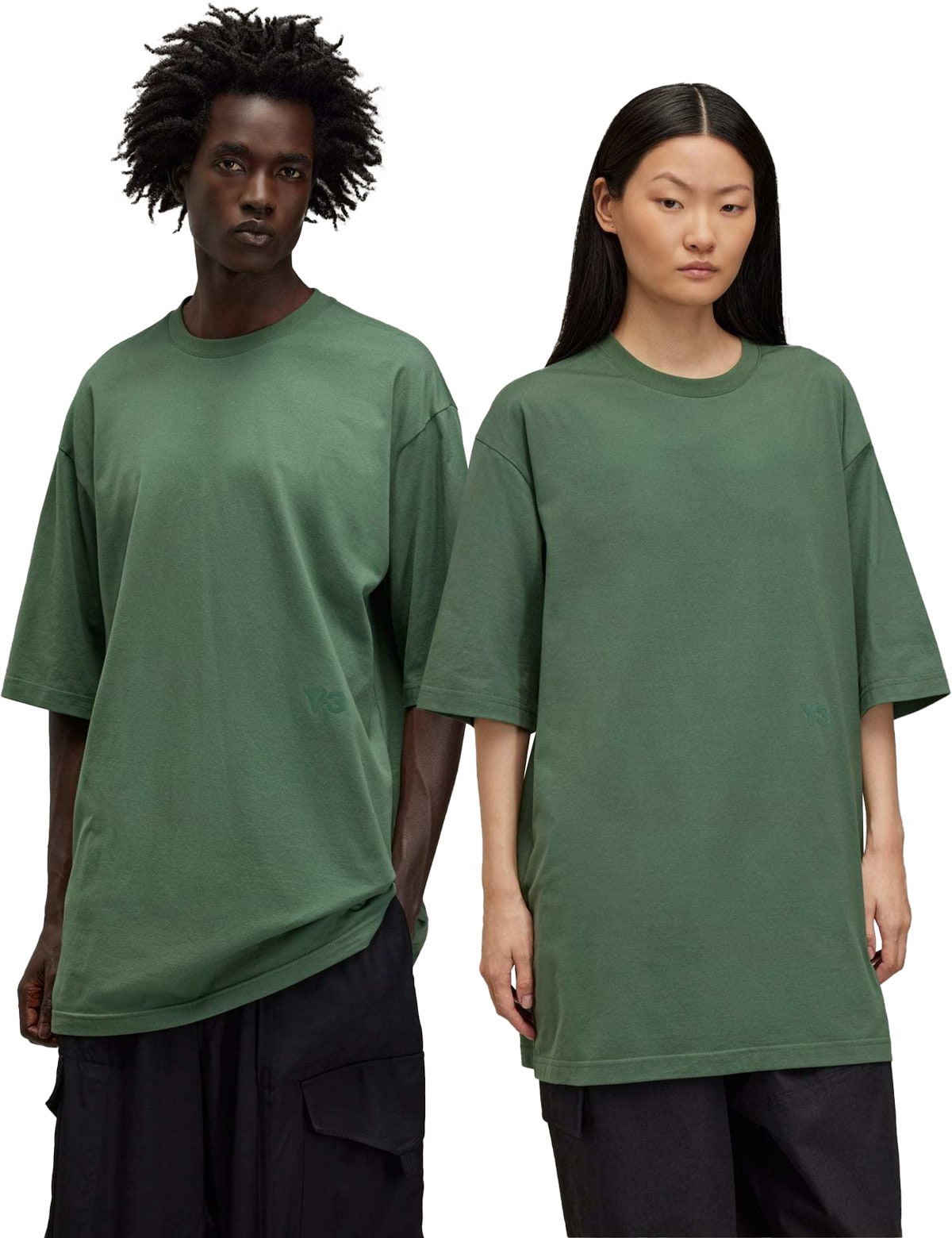 Y-3: Vert T-Shirt Boxy à manches courtes Vert - 2