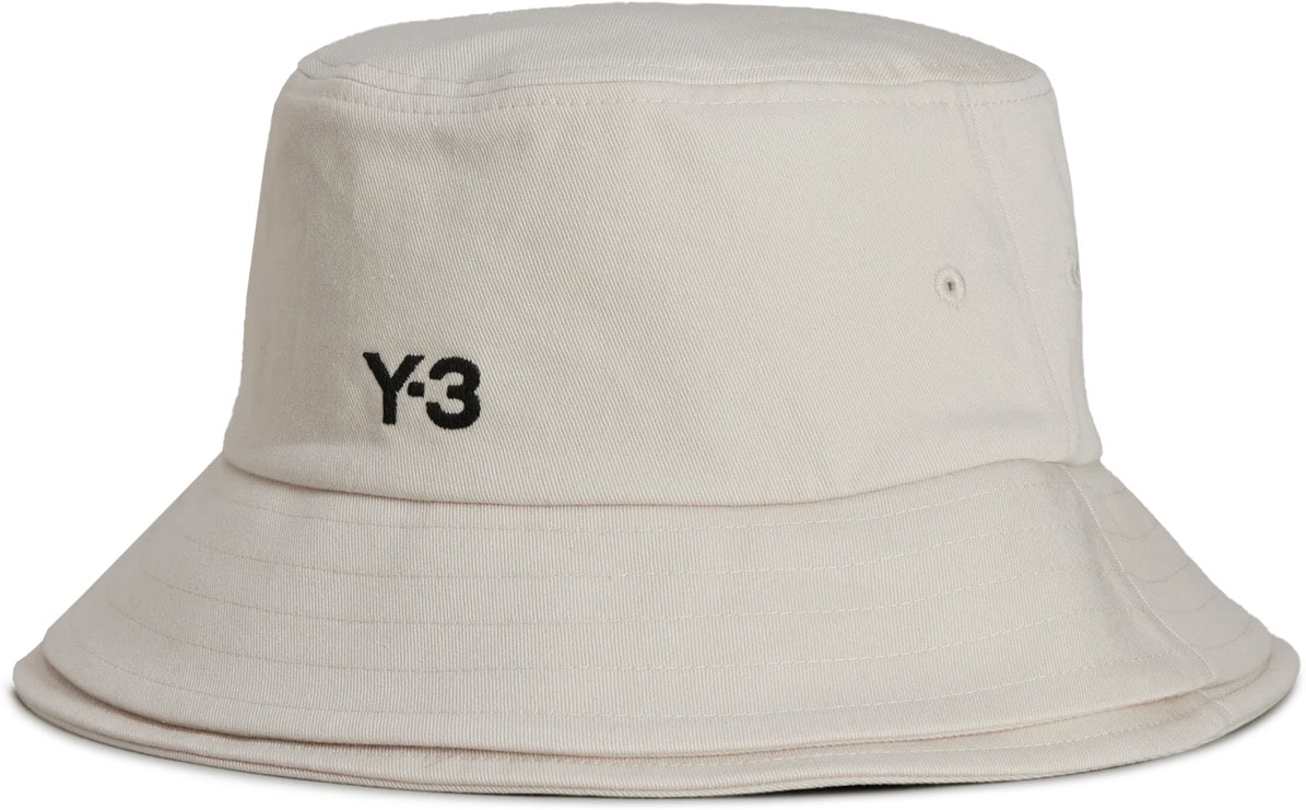 Y-3: Blanc Chapeau Bucket à 3 bandes Blanc - 1