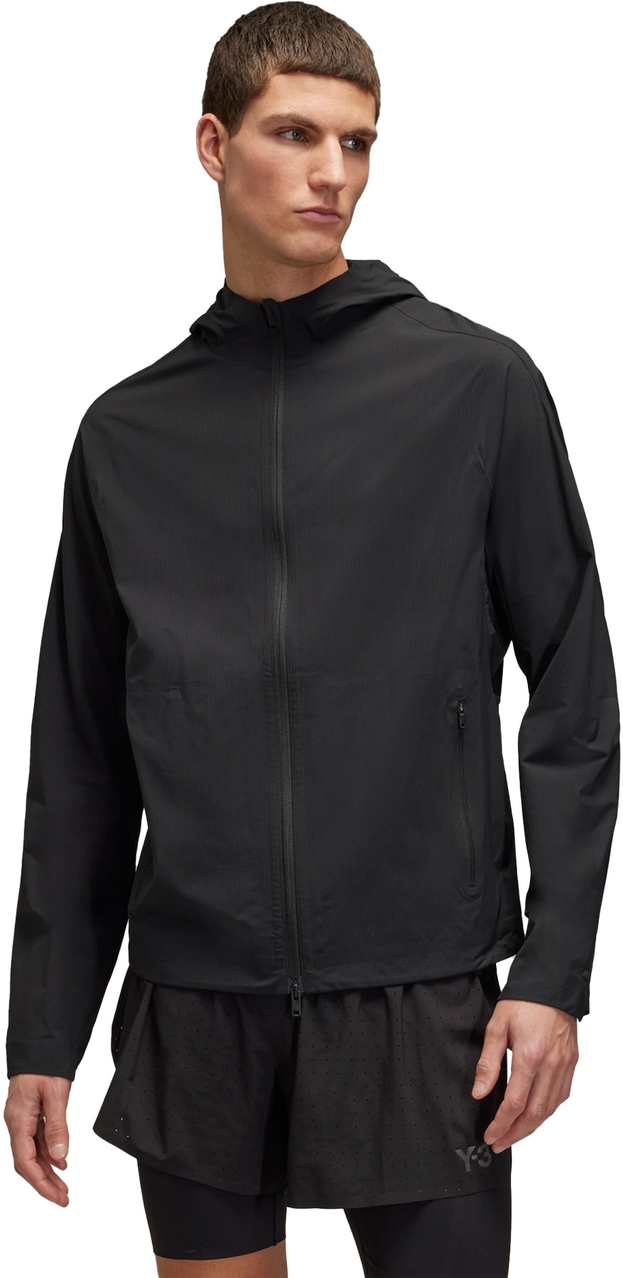 Y-3: Black Running Jacket - 2