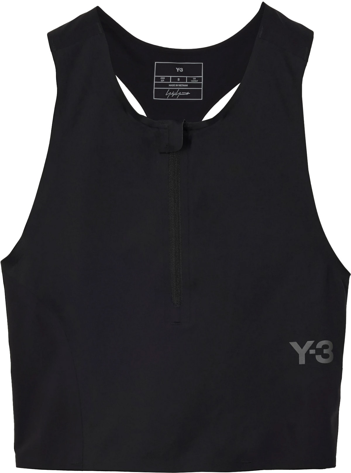 Y-3: Black Running Fitted Top - 1