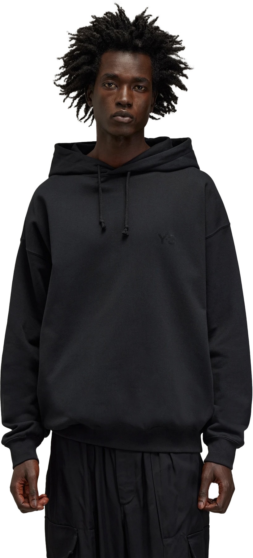 Y-3: Black French Terry Hoodie - 2