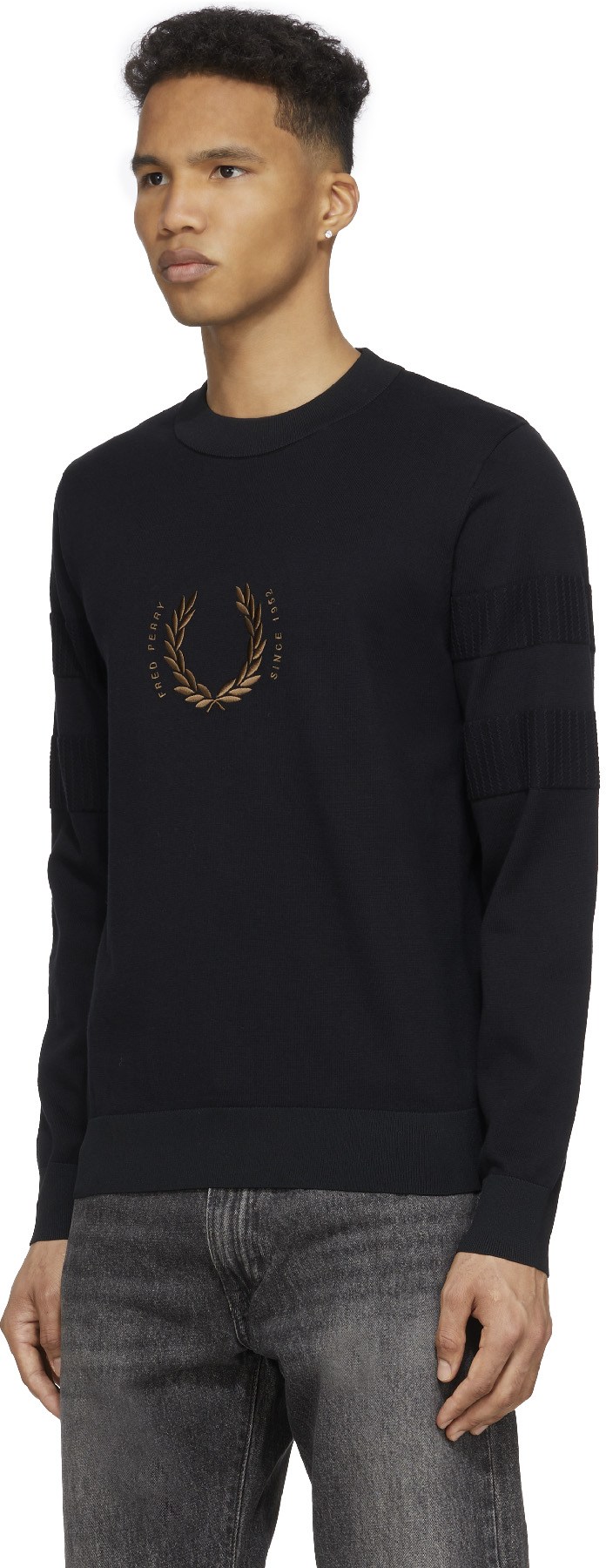 Fred Perry: Black Circle Branding Crew Knit Sweater - 2