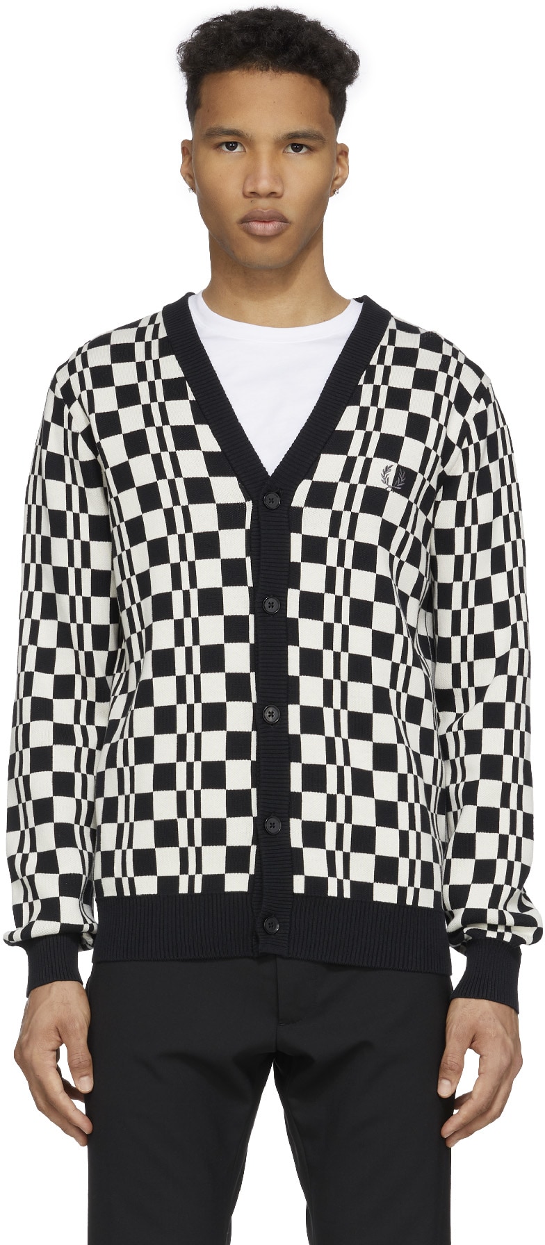 Fred Perry: Multicolor Chequerboard Cardigan - 1