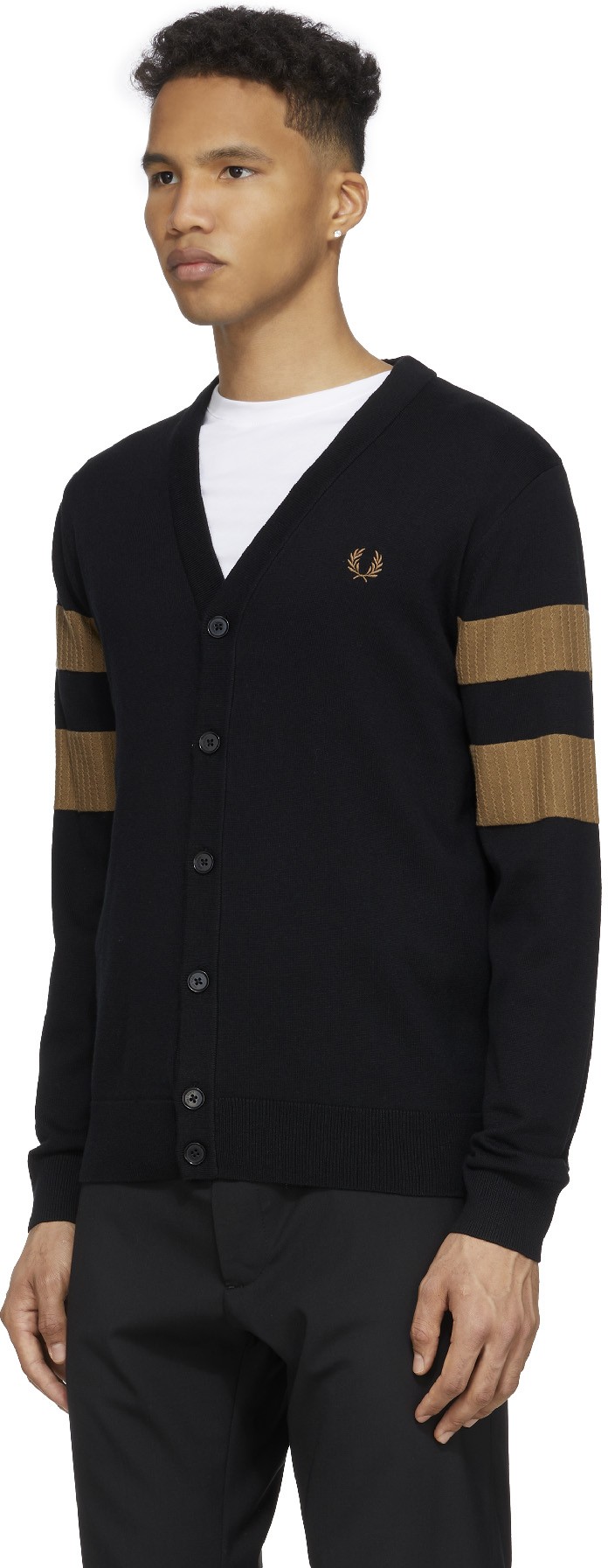 Fred Perry: Noir Cardigan Tipped Sleeve Noir - 2