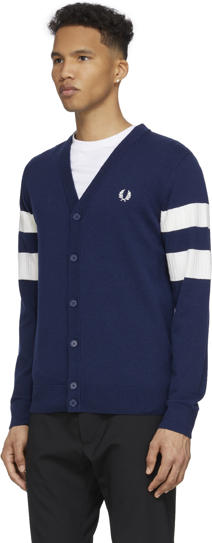 Fred Perry: Bleu Cardigan Tipped Sleeve Bleu - 2