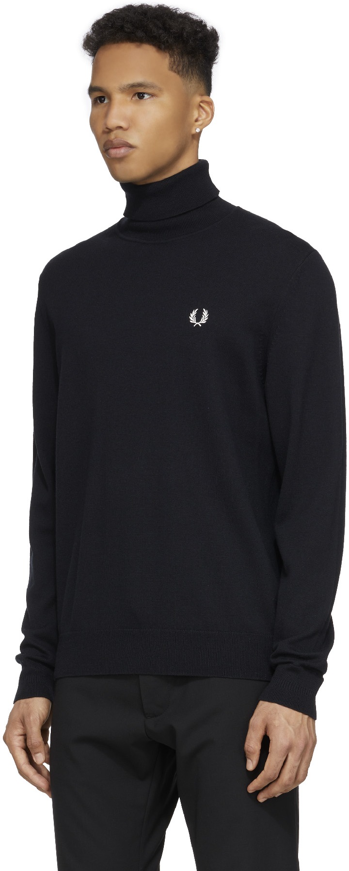 Fred Perry: Noir Col Roulé en Tricot Noir - 2