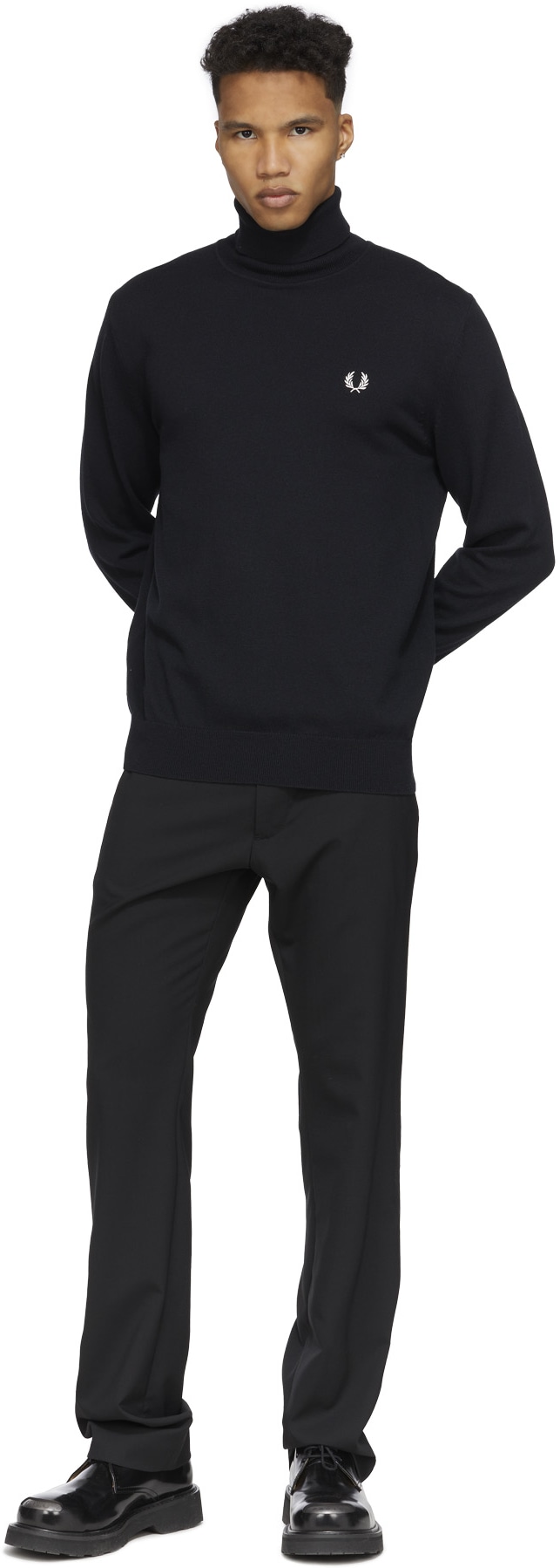 Fred Perry: Black Roll Neck Knit Sweater - 4