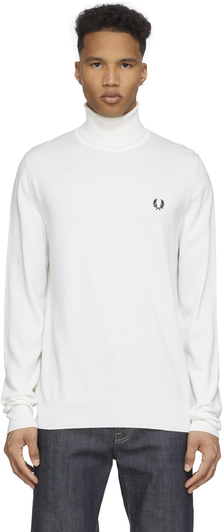 Fred Perry: Noir Col Roulé en Tricot Noir - 1