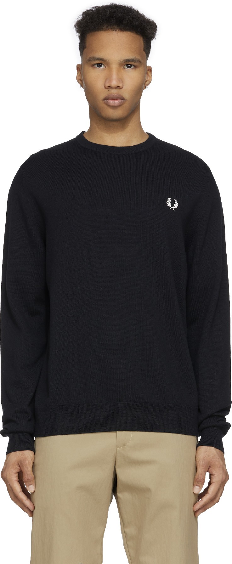 Fred Perry: Black Classic Crew Neck Sweater - 1