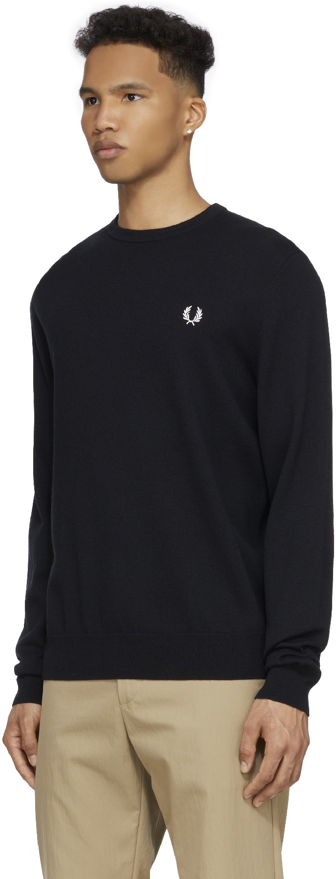 Fred Perry: Black Classic Crew Neck Sweater - 2