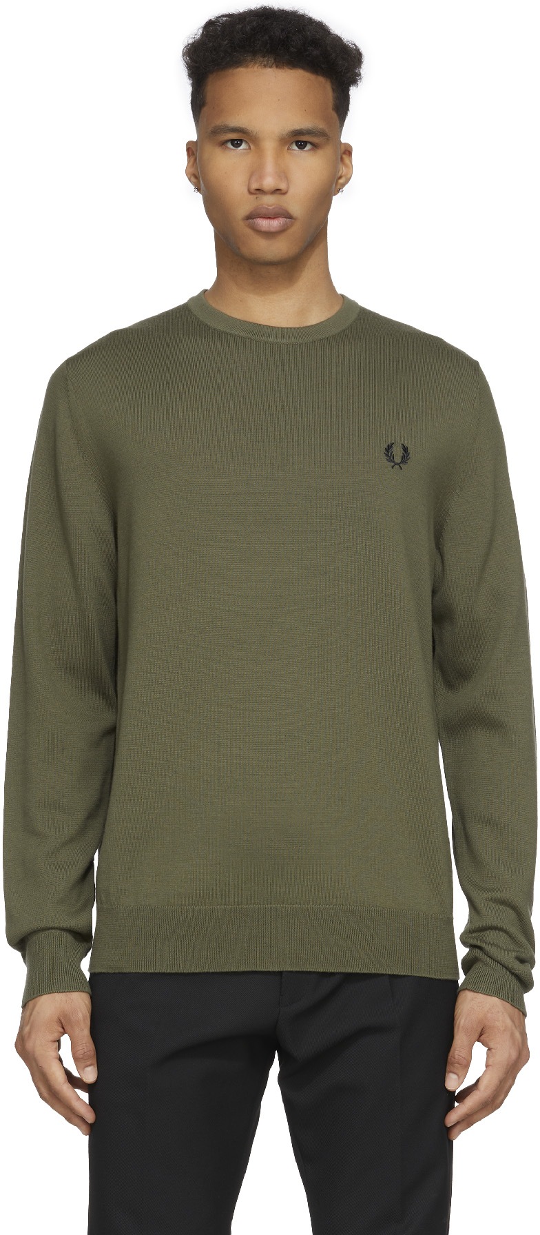 Fred Perry: Green Classic Crew Neck Sweater - 1