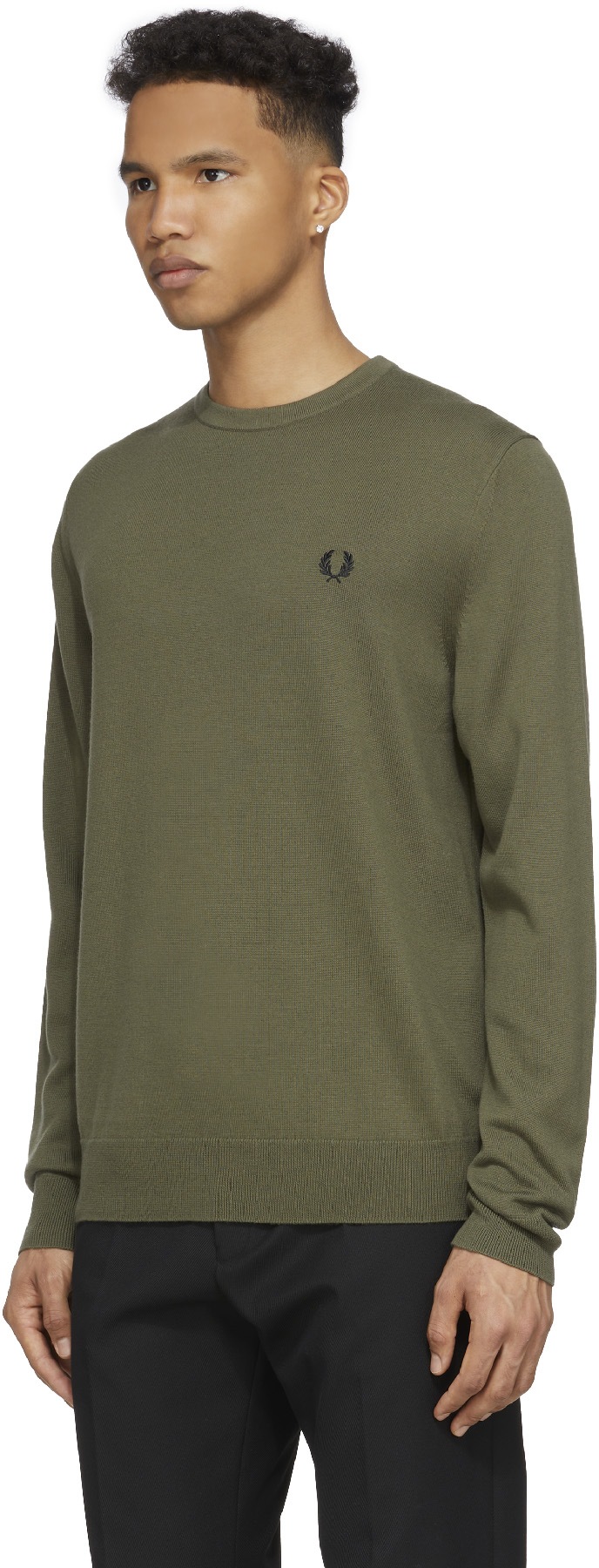 Fred Perry: Green Classic Crew Neck Sweater - 2