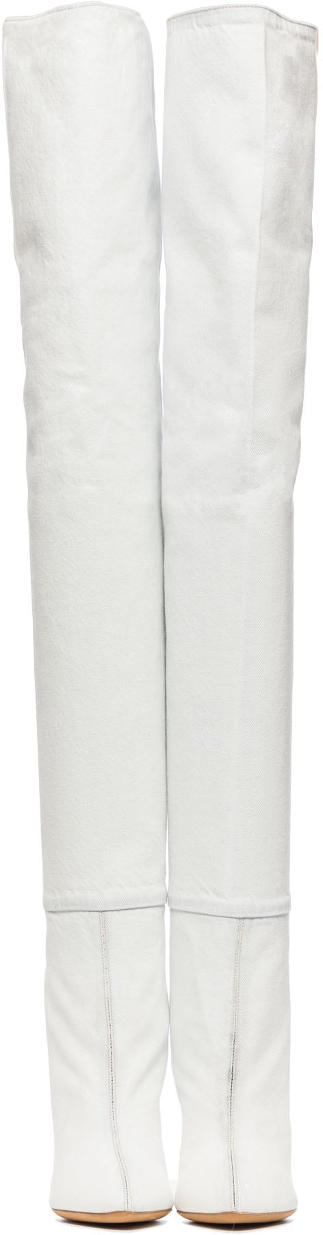 YEEZY: Blanc Talons Hauts de Cuisse Blanc - 3