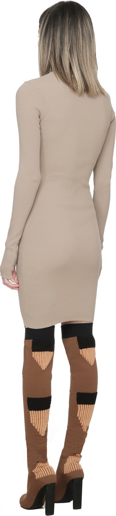 YEEZY: Neutrals High Neck Mini Dress - 3