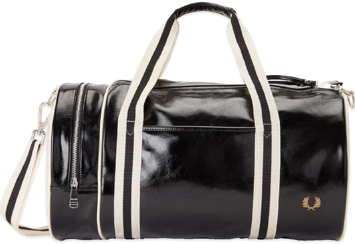 Fred Perry: Black Laurel Wreath Barrel Bag - 1