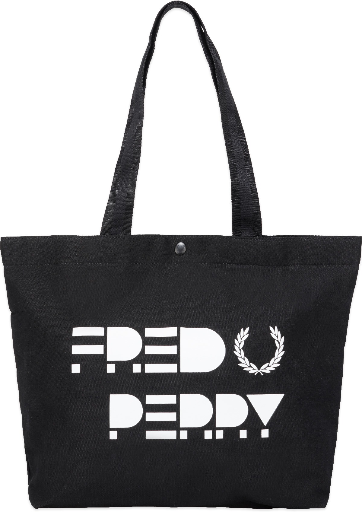 Fred Perry: Noir Tote Bag Graphique avec Logo Noir - 1