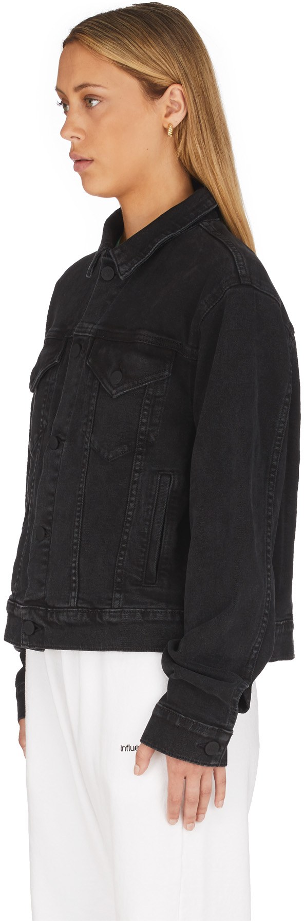 LIVINCOOL: Gris Veste en Jean Logo Ondulé Gris - 2