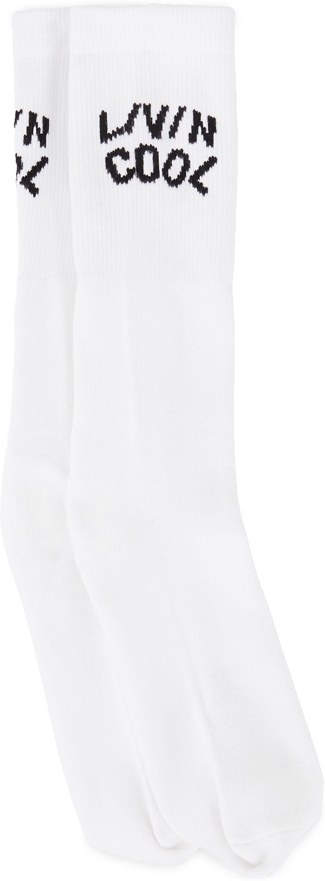 LIVINCOOL: White Wavy Logo Socks - 1