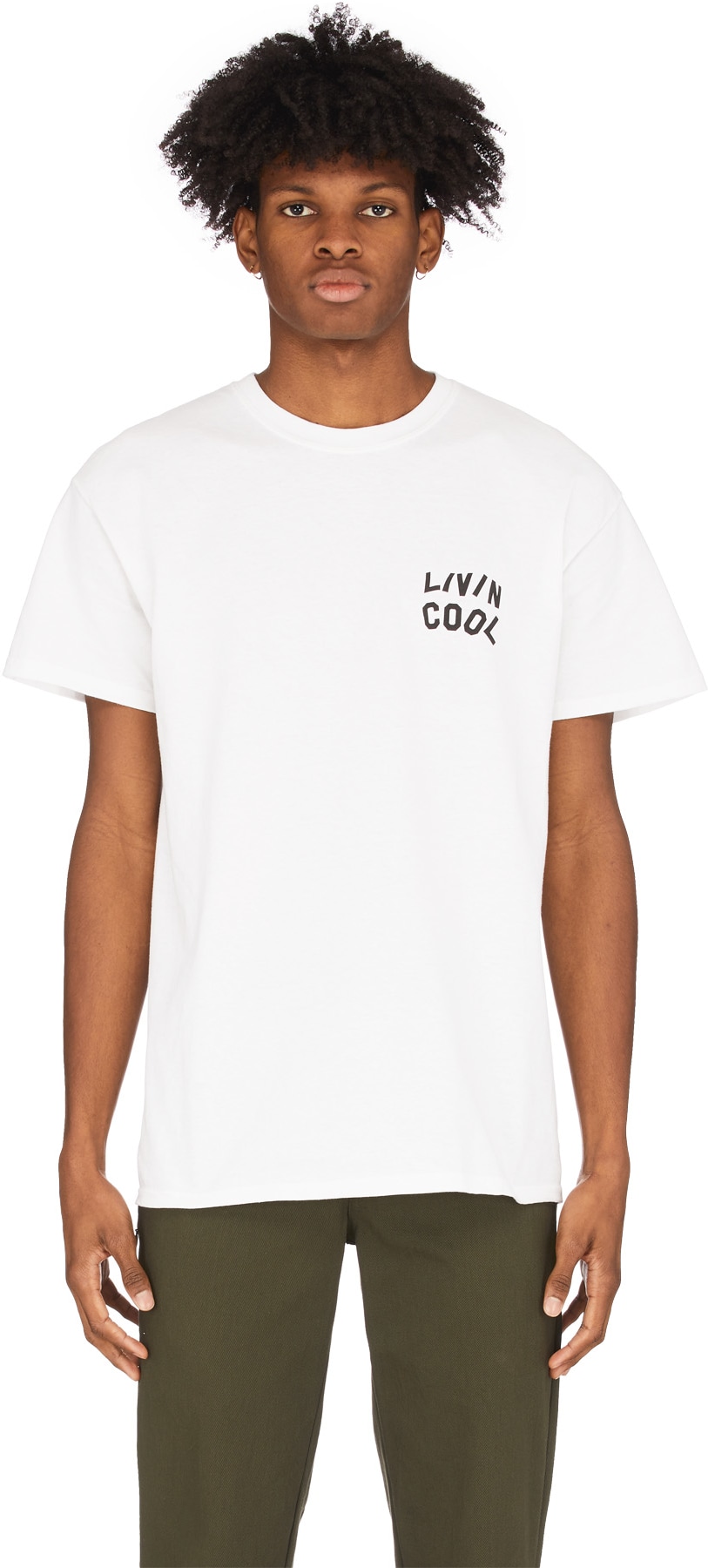 LIVINCOOL: White Wavy Logo T-Shirt - 1