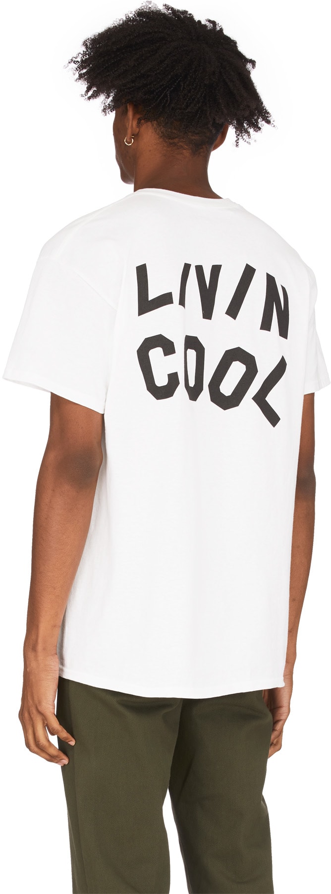 LIVINCOOL: White Wavy Logo T-Shirt - 3