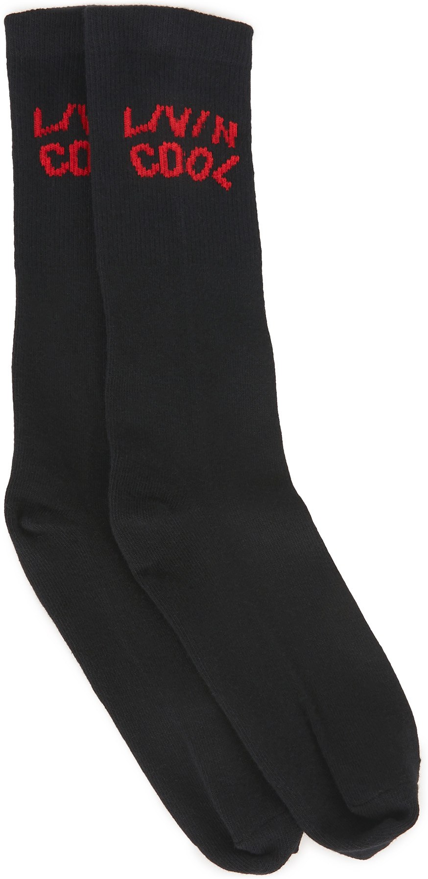 LIVINCOOL: Black Wavy Logo Socks - 1
