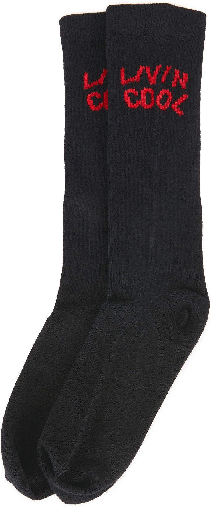 LIVINCOOL: Black Wavy Logo Socks - 2