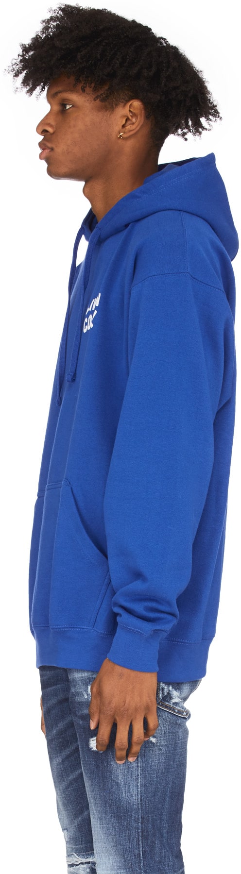 LIVINCOOL: Blue Wavy Logo Hoodie - 2