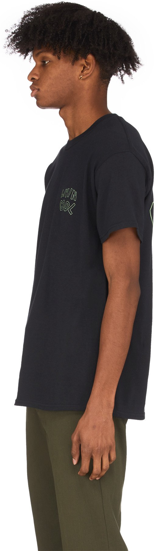 LIVINCOOL: Black Wavy Outline Logo T-Shirt - 2