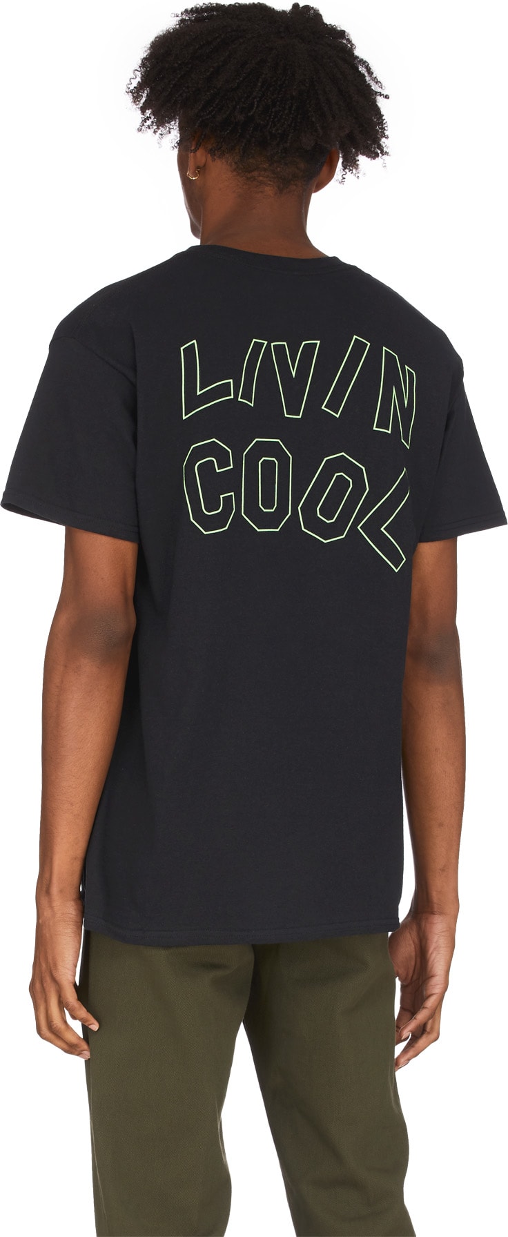 LIVINCOOL: Black Wavy Outline Logo T-Shirt - 3