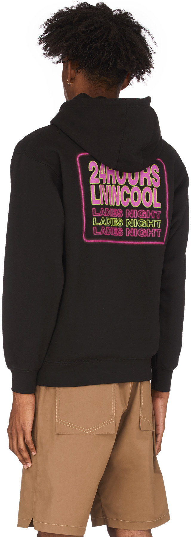 LIVINCOOL: Black Ladies Night Hoodie - 3