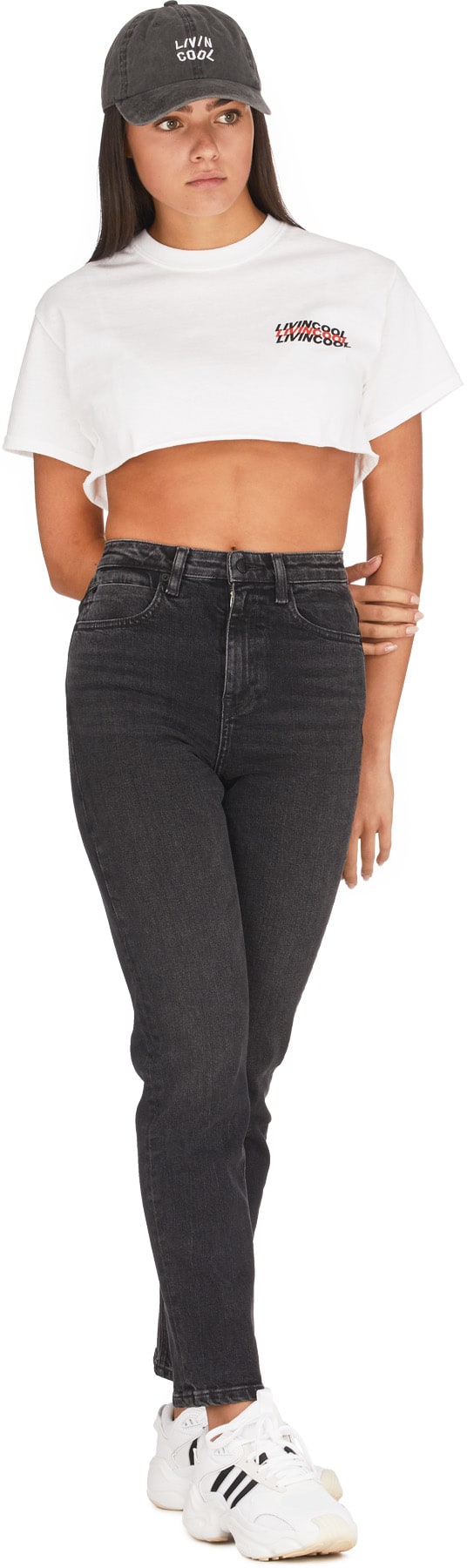 LIVINCOOL: White World Tour Crop Top - 4