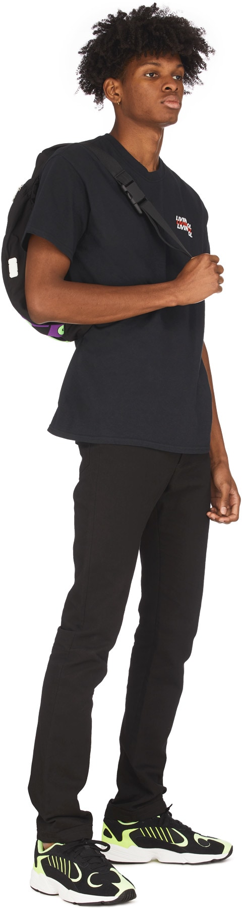 LIVINCOOL: Black World Logo T-Shirt - 4