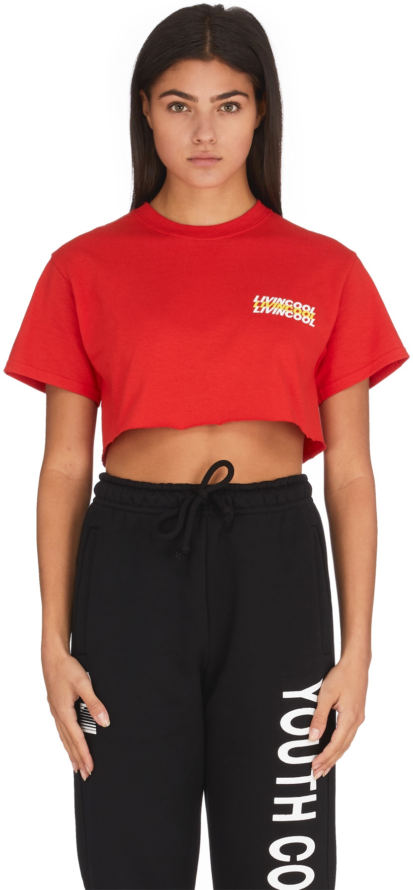 LIVINCOOL: Red World Tour Crop Top - 1