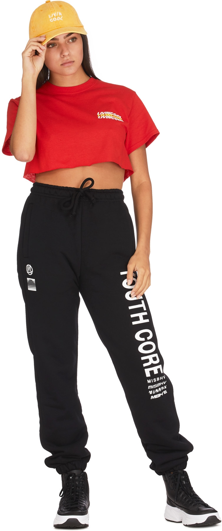 LIVINCOOL: Red World Tour Crop Top - 4