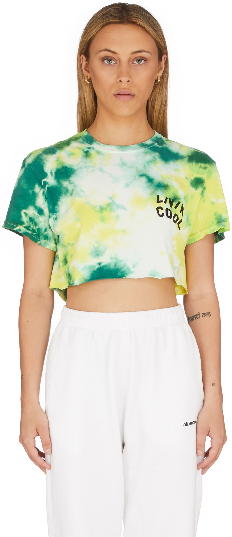 LIVINCOOL: Multicolores T-Shirt Court Tie-Dye Logo Ondulé Multicolores - 1