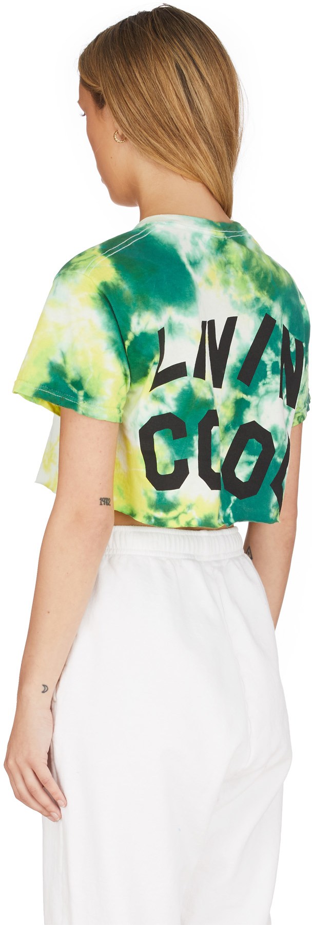 LIVINCOOL: Multicolores T-Shirt Court Tie-Dye Logo Ondulé Multicolores - 3