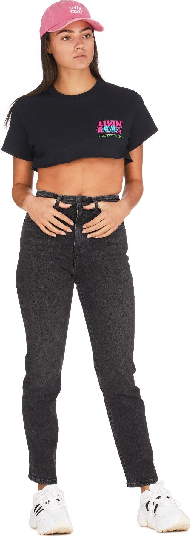 LIVINCOOL: Black World Tour Crop Top - 4