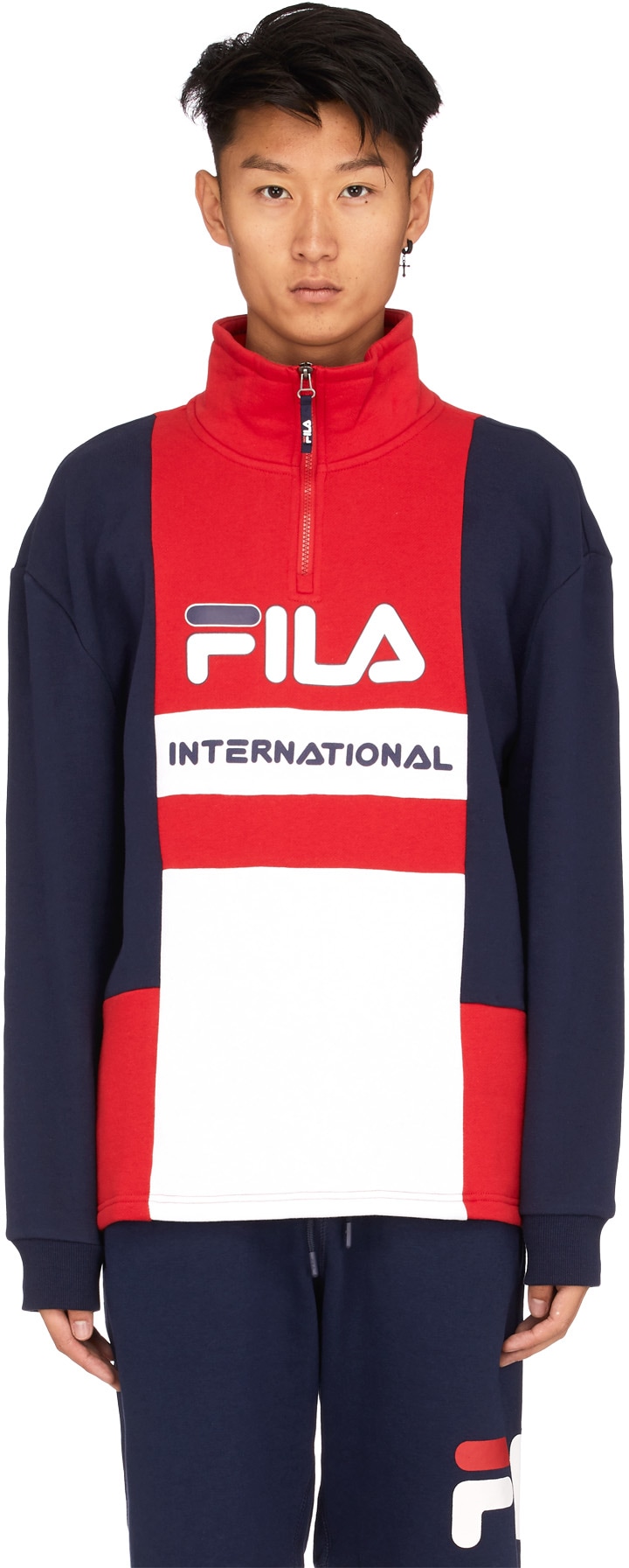Fila: Blue Damiano Funnel Neck Sweater - 1