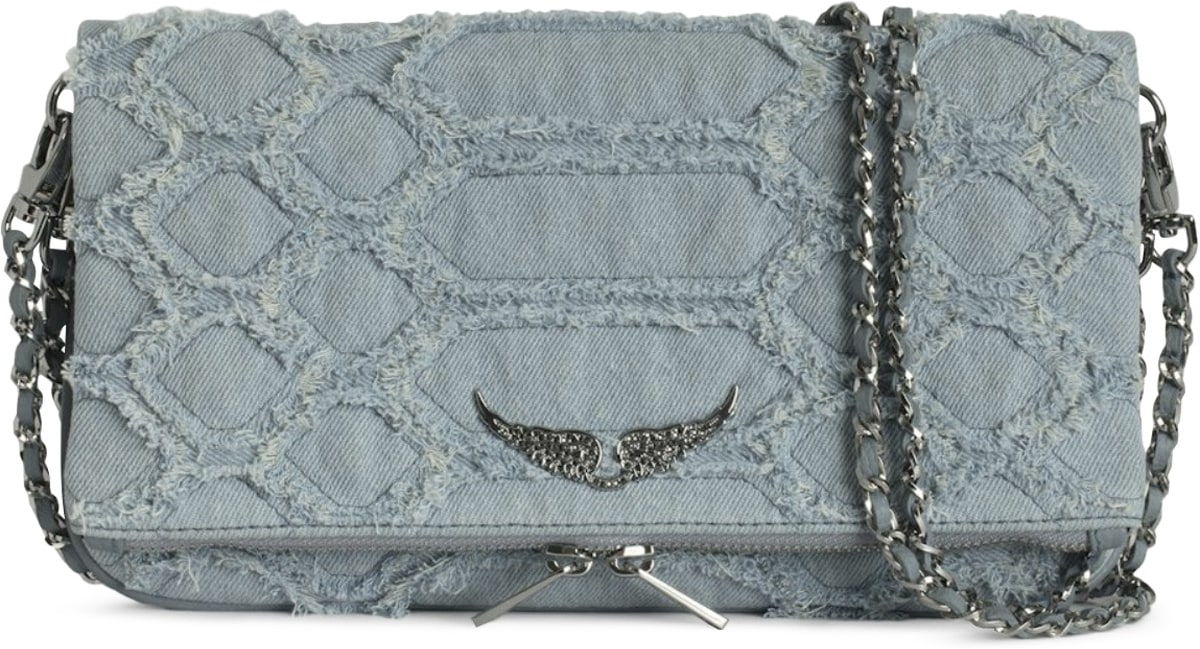 Zadig & Voltaire: Bleu Pochette en démine frangée Rock Bleu - 1