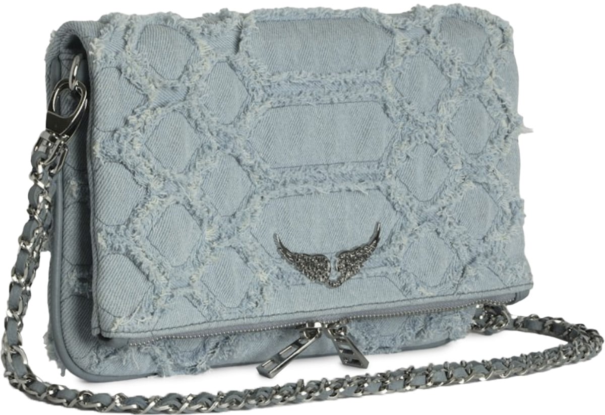 Zadig & Voltaire: Bleu Pochette en démine frangée Rock Bleu - 2