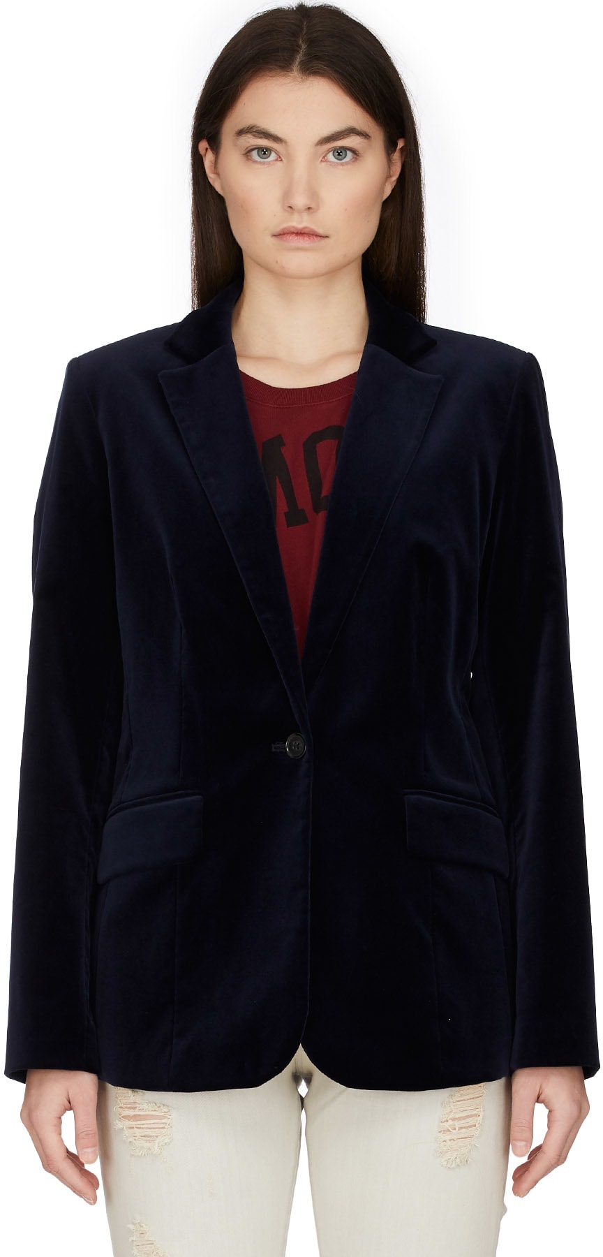 Frame: Blue Le Velvet Blazer - 1